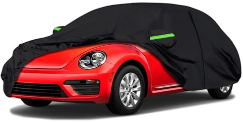Autoabdeckung Vollgarage Ersatz für VW Beetle 1998-2022, Schwarz Vollgarage | Allwetter Wetterfeste Autoabdeckung für Drinnen und Draußen mit Reißverschlusstür und Winddichtem Gurt, Für Alle Jahreszeiten