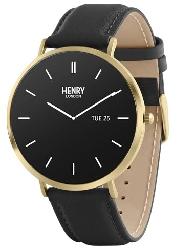 Henry London Amoled Smart Watch with Leather Strap HLS65-0008