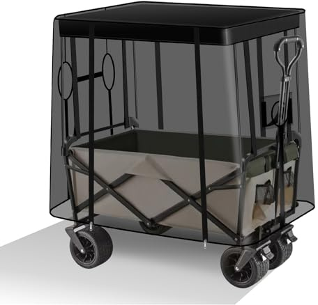 HOIIME Folding Wagon Mesh Cover, Outdoor Wagon Mesh Net Cover, Canopy Trolley Cart Net Accessories, Collapsible Push Pull Wagons Breathable Cover for Kids Garden Camping Shopping