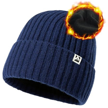 TOP-EX Merinowolle Beanie mit Fleecefutter für große Köpfe | Außenmaterial aus 100% Merinowolle mit weichem Fleecefutter für Herren und Damen ideal für Alltag Reisen und kalte Tage