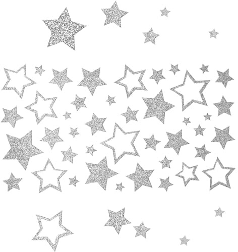 YXHZVON 6 Fogli di Adesvi di Stella Glitter Adesivi Argento, Adesivi Natalizi a Forma di Stelle, Sticker Autoadesivi con Stelle per Biglietti d’Auguri Buste Regalo Sacchetto Bomboniere