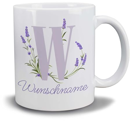 Kiwistar Tasse weiß - Name Lavendel - individuell personalisiert mit Wunschtext bedruckt - Texttasse selbst gestalten - Tassen selber personalisieren - Spruch - Geschenk - Motivtasse