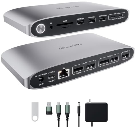 USB C Docking Station 3 Monitore mit 4K@60 Hz 3 HDMI & 2 DP für Mac/Windows