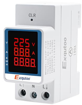 Exqutoo Digital Display Energy Meter - AC Rail-Mounted Meter Electricity Usage Monitor for Voltage, Current, and Energy Consumption Measurement - GT2P-UID, AC 80~270V, 0~100A, 50/60Hz