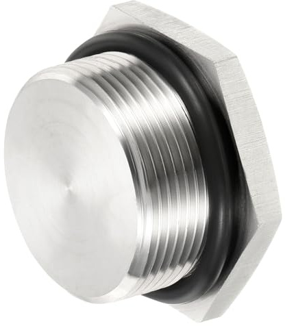 M METERXITY Tapón Macho - Enchufe Hexagonal de Rosca para Conexión de Tubería con Anillo de Goma Sellante, Inoxible, Aplicable a Tuberías de Agua (M32x1.5, Tono Plateado)