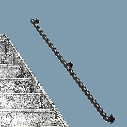Moderner Treppenhandlauf, schwarzes Vierkantrohr, Treppengeländer, Geländer, schmiedeeisernes Geländer, Haltegriff, Wandstützstange (3,6 m)