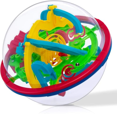 Mainiusi 3D Kugellabyrinth 12cm, 3D Labyrinth Balls mit 100 Etappen Kugelspiel, 3D Intellektball Magic Maze Kugel Labyrinth Puzzle Ball für Geburtstag Weihnachten, Spielzeug ab 4 5 6 7 8 Jahr