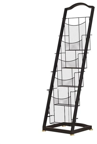 Zeitungsständer, 4/5 Etagen, Zeitungsständer, Eisen, Werbematerialständer, Prospektständer, Bücher- und Zeitungsregale, Broschürenaufbewahrung, Bodenzeitung, Zeitungsständer, Zeitungsständer (schwarz,
