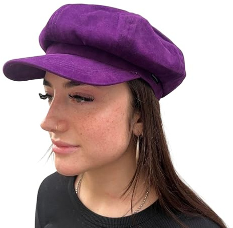 Craggi Baker Jungenhut Newsboy Cap lila Samt Damen Mütze