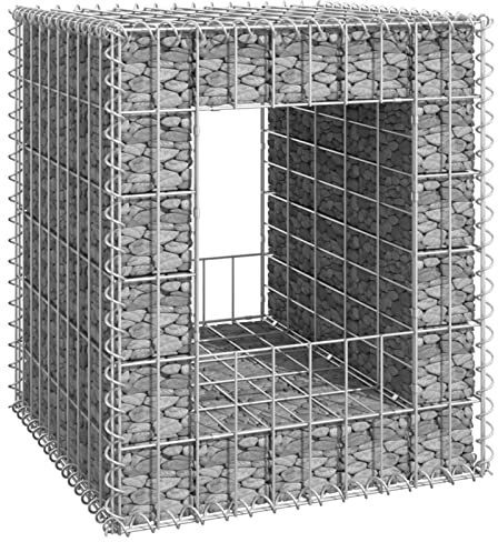 LAPOOH Cestino in gabbione in ferro, gabbioni per pareti, aiuole in gabbione, cesto in pietra gabbioni, 50 x 50 x 60 cm