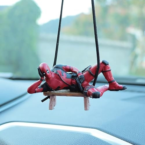 Deadpool Pendentif Voiture Retroviseur FaJoek Ornement Pendentif Retroviseur, Deadpool Decoration Voiture, Accessoires de Rétroviseur Voiture, Rétroviseur Voiture Suspendu Ornement (Stil 2)