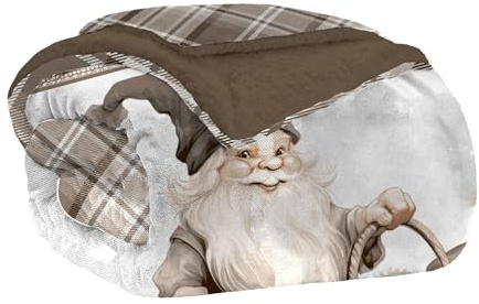 Home Tresor Coperta Plaid in Pile Invernale, Morbida e Calda, Finta Pelliccia Pelosa, Divano/Singola/Matrimoniale, Doppio Lato Flanella Sherpa - Plaid Divano 127x152, Gnomi Tirolesi