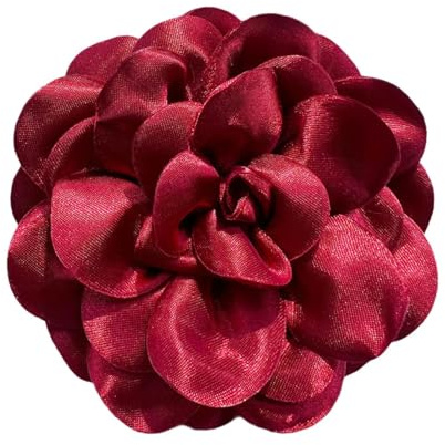 kowaku Blumenbrosche aus Satin, Kamelie, Ansteckblume, Anstecker, Revers, Blume, Haarspange für Bankett, Kleid, Tanz, Hochzeit, Schmuck, Geschenke, Dunkelrot