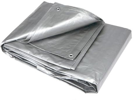 3S SuperSamaStore Telo Impermeabile da Esterno con Occhielli, Telone Antipioggia per Copertura Gazebo e Tendoni in Giardini e Spazi all'Aperto/Esterni, 360 g/m², Grigio, 3 x 5 m