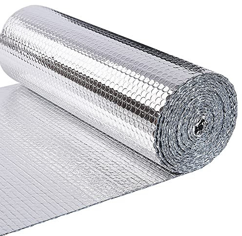 VOUNOT® Isolante Termico 60cm x 10m, Foglio Isolante Doppio Strato Alluminio Bolle, Pellicola Riflettente Rotolo Pannello Termoriflettente per Pareti dei Termosifoni, Porte, Finestre, Pavimenti, Tetti