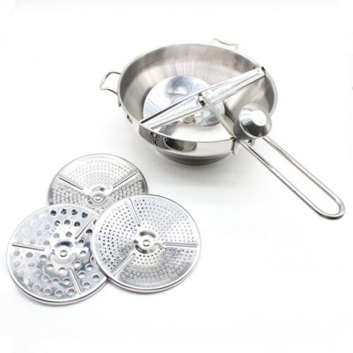 ACROSSPART Passiermühle aus Edelstahl, Passiergerät mit 3Frässcheiben, Edelstahl Küche Passiermaschine, Passiersieb für Passieren von Obst, Gemüse