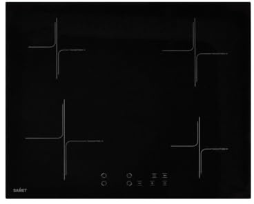 Samet, Piano Cottura Induzione 4 Fuochi 60 cm Etna60, con 9 Livelli di Potenza e Blocco di Sicurezza Bambino, Cottura Rapida con Funzione Booster, Potenza Nominale 6750 W, Colore Nero, 58x51 cm