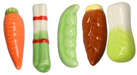 FUNNETOYU 5pcs Ceramic Vegetable Design Chopstick Holders Cabbage Carrots Lentils Spring Onions Spoon Rack and Fork Stand for Dining Table Decor