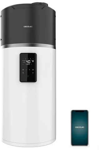 Cecotec Termo con Aerotermia de 80L, Calentador de Agua AeroThermal 80 Water Connected. Energía Sostenible, Bajo Consumo, Pantalla Táctil, Control por APP, R290, Temperatura hasta 75ºC
