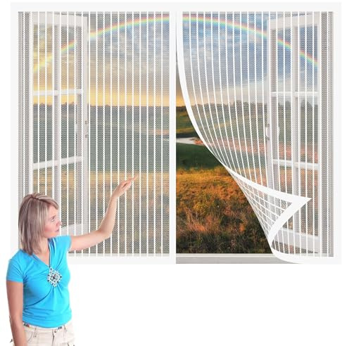 Tenda Zanzariera Magnetica 238 x 52 cm Zanzariera Protezione Dagli Installare Senza Fori per Tutti Terrazza Porte e Finestre, Bianco