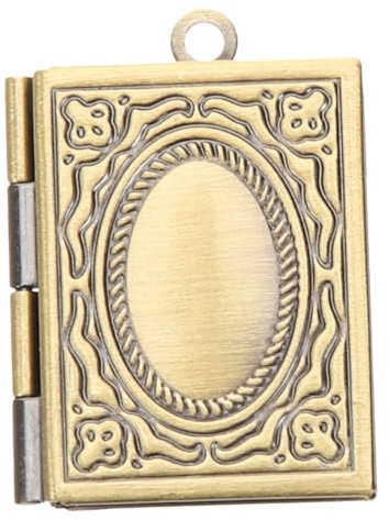 STOBAZA Medaillon Anhänger in Buchform aus Metall, Aufklappbar | Vintage Design in Antiker Bronze, Fotomedaillon für Frauen und Mädchen, Büro und Souvenir Anlass