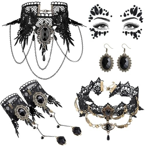 Forbabe Halloween Halskette, Gothic Kette Armbänder | Vampir Accessoires Damen, Gothic Choker set für Halloween Kostüm Damen