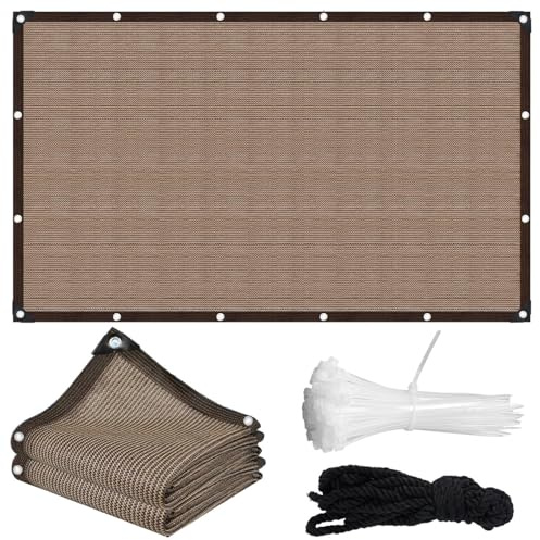 Filet D'Ombrage 2.5x4.5m, Filet Protection Solaire 90% UV Tissu D'Ombrage, Toile ombrage Exterieur pour Serre, Terrasse, Jardin, Plantes, Poulailler, Coupe-Vent, Perméable à l'eau - Café