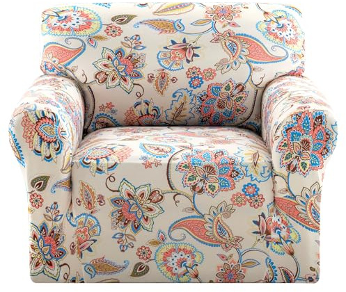 H.VERSAILTEX Floral Pattern Chair Covers Armchair Printed Chair Slip Covers Armchair Stretch Oversized Chair Slipcover Pet Couch Covers for Sofa Washable(Sun-Kissed Floral,Chair)