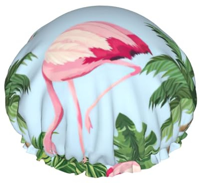 Weiche Duschhaube mit tropischem Flamingo-Druck, für Damen und Herren, wiederverwendbar, leichter Hut und Badehaarkappe