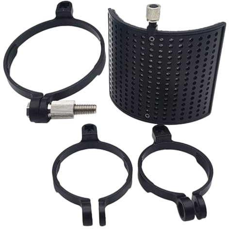 Mobestech U-Förmiger Mikrofon Schutzschirm aus Metall und ABS Kunststoff Popfilter für Mikrofon Einfache Montage Geeignet für Tisch und Bodenmikrofonständer Schwarzes 1 Satz