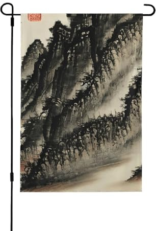 Drapeaux décoratifs à peinture chinoise pour l'extérieur, décoration de jardin double face pour toutes les saisons