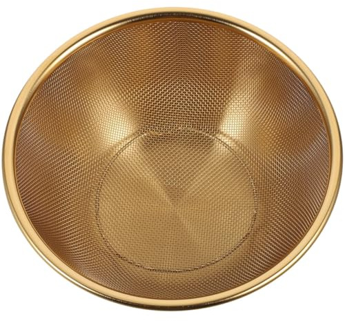 TOYANDONA Escurridor de Cesta de Acero Inoxidable 24 CM Colador de Malla Fina para Lavar Verduras y Arroz Set de 2 Piezas Dorado Utensilios Multifuncionales para Cocina y Lavado de