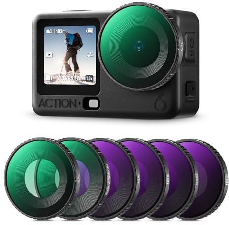 K&F CONCEPT CPL, ND8, ND16, ND32, ND64, Black-mist 1/4 Filter Kit for DJI Osmo action 6, HD Optical Glass with 28-layer Nano-coating Polarizer Neutral Density Black Diffusion (Threaded Mount) | CPL ND8 ND16 ND32 ND64 Black Diffusion 1/4, HD Nano-Multilayer Glass, Polarizer/Light Reduction, FD141