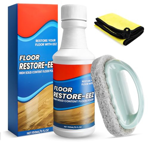 Juego de renovador de parquet de 3 piezas, 150 ml Floor Restore Eez + cepillo de limpieza + paño de microfibra, cuidado del suelo para madera, laminado, vinilo y piedra, elimina arañazos y aporta un