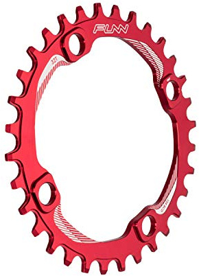FUNN Solo Narrow Wide Kettenblatt für 9 10 11 12 Gang-Kette, passend für Kurbelgarnitur mit 104mm BCD-Schnittstelle, Einzelgeschwindigkeits-Kettenblatt (32 Zähne, Rot)