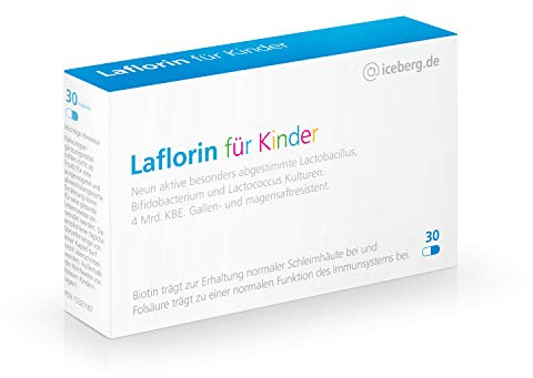Laflorin für Kinder. 9 Darmbakterien-Kulturen, 4 Mrd. KBE, Biotin, Folsäure | Kindgerechte Nahrungsergänzung für unsere Kleinen – mit Biotin für normale Schleimhäute und Folsäure für das Immunsystem