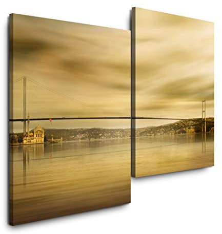 Sinus Art Istanbul Brücke 120x80cm 2 Kunstdrucke je 70x60cm Kunstdruck modern Wandbilder XXL Wanddekoration Design Wand Bild