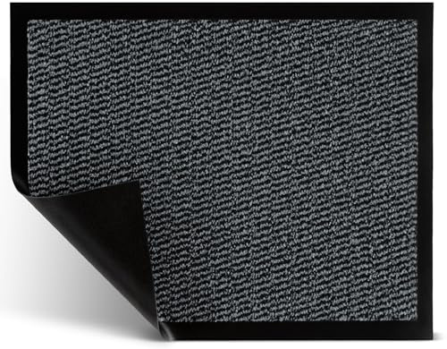 Carpet Diem Fußmatte Hellgrau-Schwarz, 40x60 cm, Schmutzfangmatte | Fußmatte Eingangsbereich, Innen & außen, rutschfeste Türmatte, Schmutzfang Teppich für Haustür, Fußabtreter Qualität aus EU
