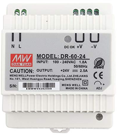 Walfront DR-60-24 60W Fuente de Alimentación Industrial de Carril único de Salida única de 24 V CA/CC Fuente de Alimentación de Conmutación Industrial