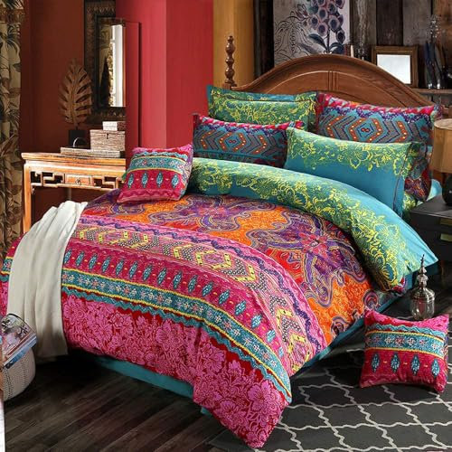 Bohemian Duvet Cover Set Boho Exotic Bedding Set King Size Southwestern Bedspread for Gift Boxes Christmas Bedding Cover Set Ethnic Butterfly Comforter Cover with 2 Pillow Shams Zipper 3 Pieces
