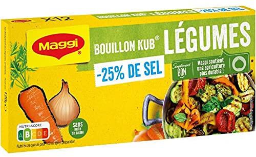 NESTLE MAGGI - Bouillon Kub Legumes Sel Reduit 120G - Lot De 4 - Livraison Gratuite