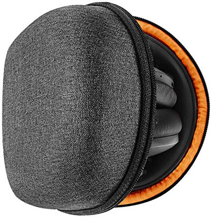 Geekria Shield Headphones Case Compatible with JLab Go Lux ANC, V-MODA Crossfade 3 and More, Replacement Hard Shell Travel Carrying Bag with Cable Storage (Dark Grey)
