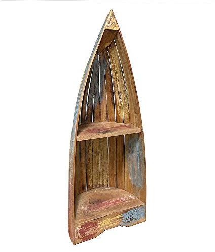 LEBENSwohnART Bootsregal Bali Jungle Mahagoni ca. H92cm Holzregal Bücherregal Eckregal Regal