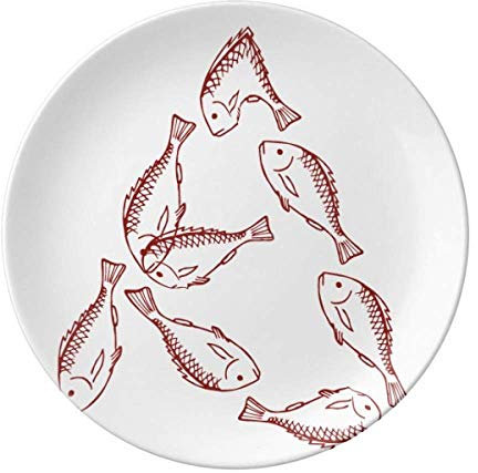 Cibo Pesce Intorno Frutti di Mare Lettere Piatto Decorativo Porcellana Salver Stoviglie