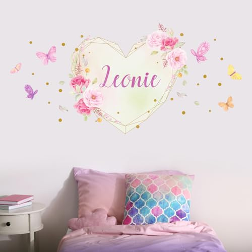 Tjapalo v157 personalisierte Wandsticker für Kinder – Vorname, Wandbild für Mädchen, personalisierbar (58 x 27 cm)
