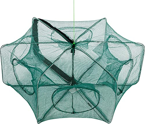 normani Faltbare Köderfischreuse Fisch Reuse mit 6 Eingängen Fischernetz Aalreuse Garnelenreuse Krabbenreuse Hummerreuse Schwimmkreis Langustenreuse