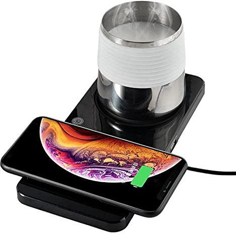 OYZY Tasse À Café Chauffe-tauge, Chargeur Rapide sans Fil 18W USB Réchauffeur De Boisson Électrique Jusqu'à 55 ℃ / 131 ℉ Tasse De Température pour Un Bureau Et Une Utilisation À La Maison