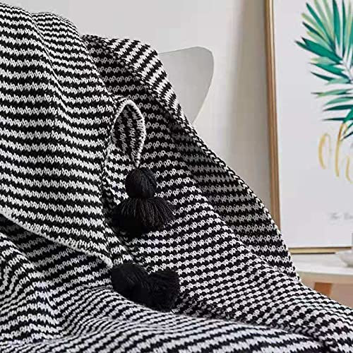 Wohndecke Böhmische Stricke Kuscheldecke Tagesdecke Weich Strick Wolldecke Quaste Kuscheldecke Sofadecke Schlafdecke Decke, Beige (Color : J, Size : 100 * 120CM)
