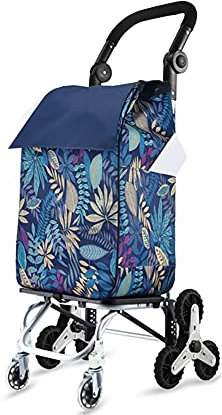 SHOPPING TROLLEY Carrello della Spesa Pieghevole Staccabile 6 Ruote in Gomma 2 Ruote piroettanti Antiurto Salire Le Scale Robusto 65kg Grande 45L Impermeabile per supermercato Viaggiare Picnic