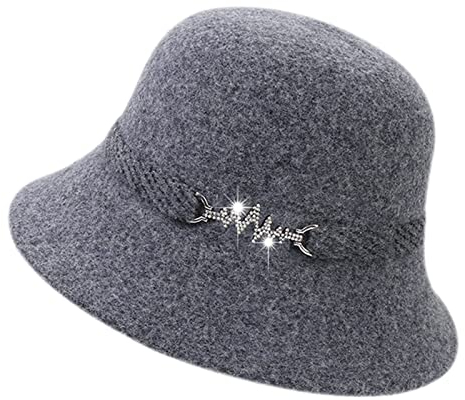 DongBao Damenhut Vintage Filzmütze Herbst Glockehut Winter Wollhut Outdoor Fischerhut Wandern